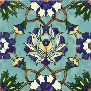 light blue hand painted tile