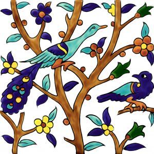 off white bird decorative tille