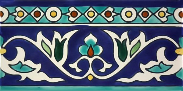 Wave series Hand decorated dark blue subway tile border