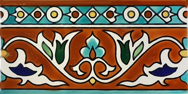 Decortaive subway tile border in brown