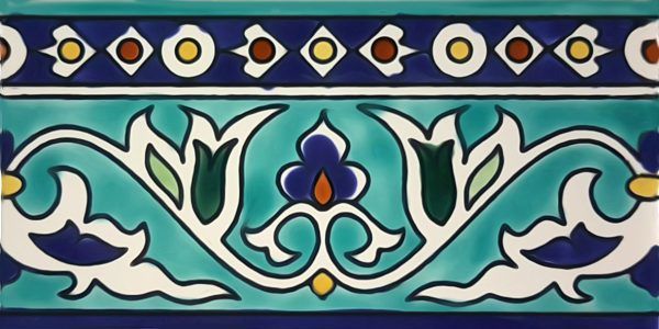 Subway tile border in light blue