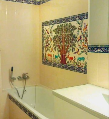 Olive Tree Bathroom Design Tile Mural Hand painted Bathroom Tile Idea