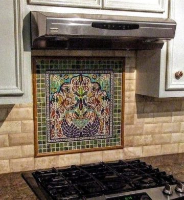 Peacock kitchen tile mural hand painted kitchen tile mural