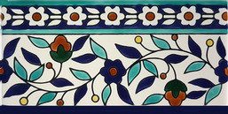 Floral multicolor border tile Floral Blue Subway Tile Border