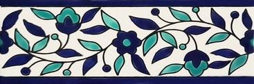 Floral blue 1 tile border design 15x5cm
