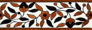 Floral brown tile border design 15x5cm