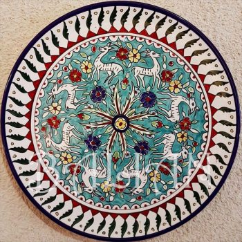 Large decorative plate 01 (40 cm / 15.75 Inch) The Dancing Gazelles Hand Painted Plates