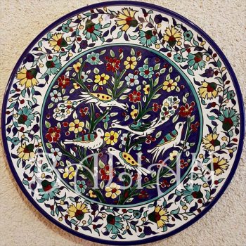 Large decorative plate 05 (40 cm / 15.75 Inch) The Peacocks of Eden hand painted plate