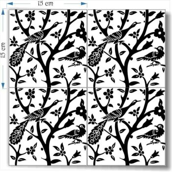 Four Tiles ME birds four decorative tiles together