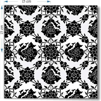 Four Tiles Nano Nano black and white Decorative Tiles Together