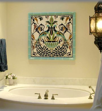 Laura's bathroom tile mural Hand painted tiles for bathroom tile ideas