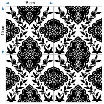 Persian Design 4 decorative tiles together Decorative tiles black and white