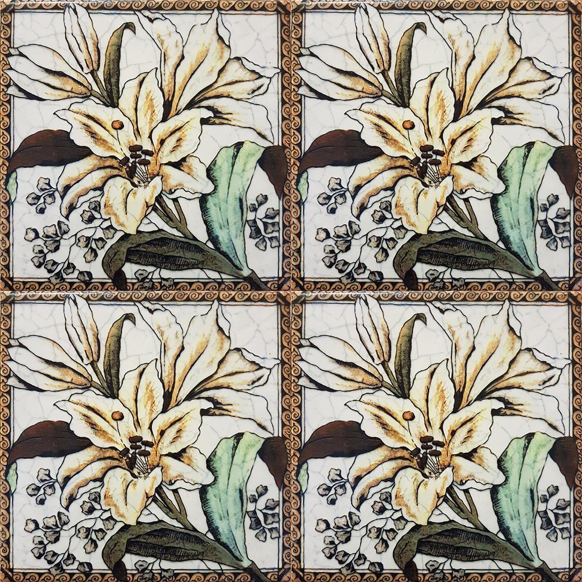 VCT Floral 7 Floral Tiles Four Victorian Lilly Tiles