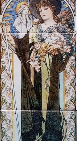 Mucha 3 tiles 2 art deco tiles