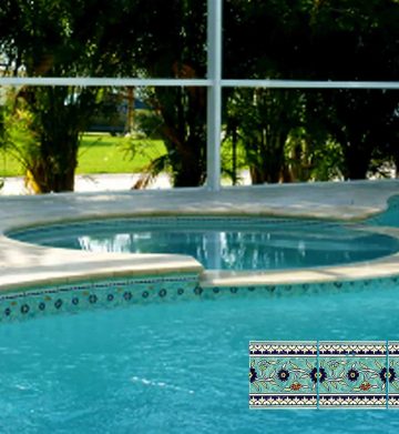 Gregs Waterline pool tiles with Floral pool liners Waterline Pool Liners & Pool Design Idea