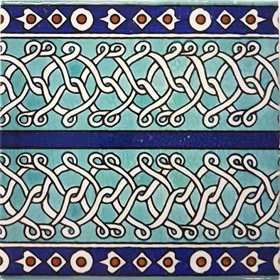 Hisham Series light blue hand decorated waterline pool tile
