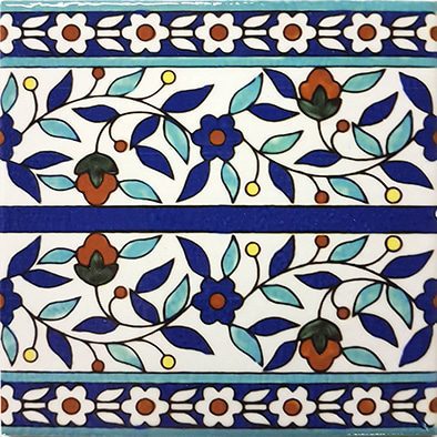 Floral series 6x6 inch waterline pool tiles