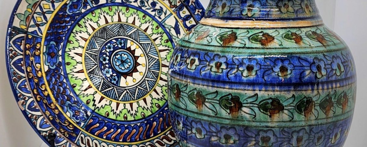 decorative pottery vase and plate