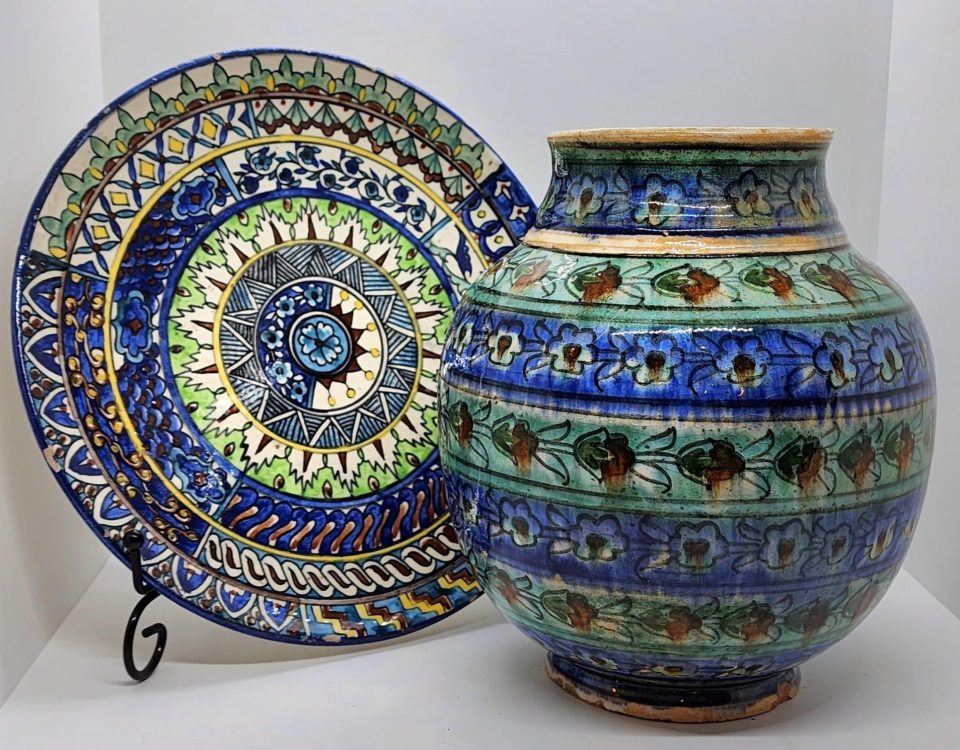 decorative pottery vase and plate