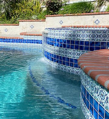 Porcelain pool waterline tiles fore swimming pools Pool waterline tiles for a pool design idea