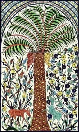 hand decorated Palm Tree tile mural