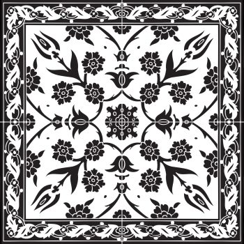 Q2 corner black Four Tiles Square Dance Series Black and White corner tiles together