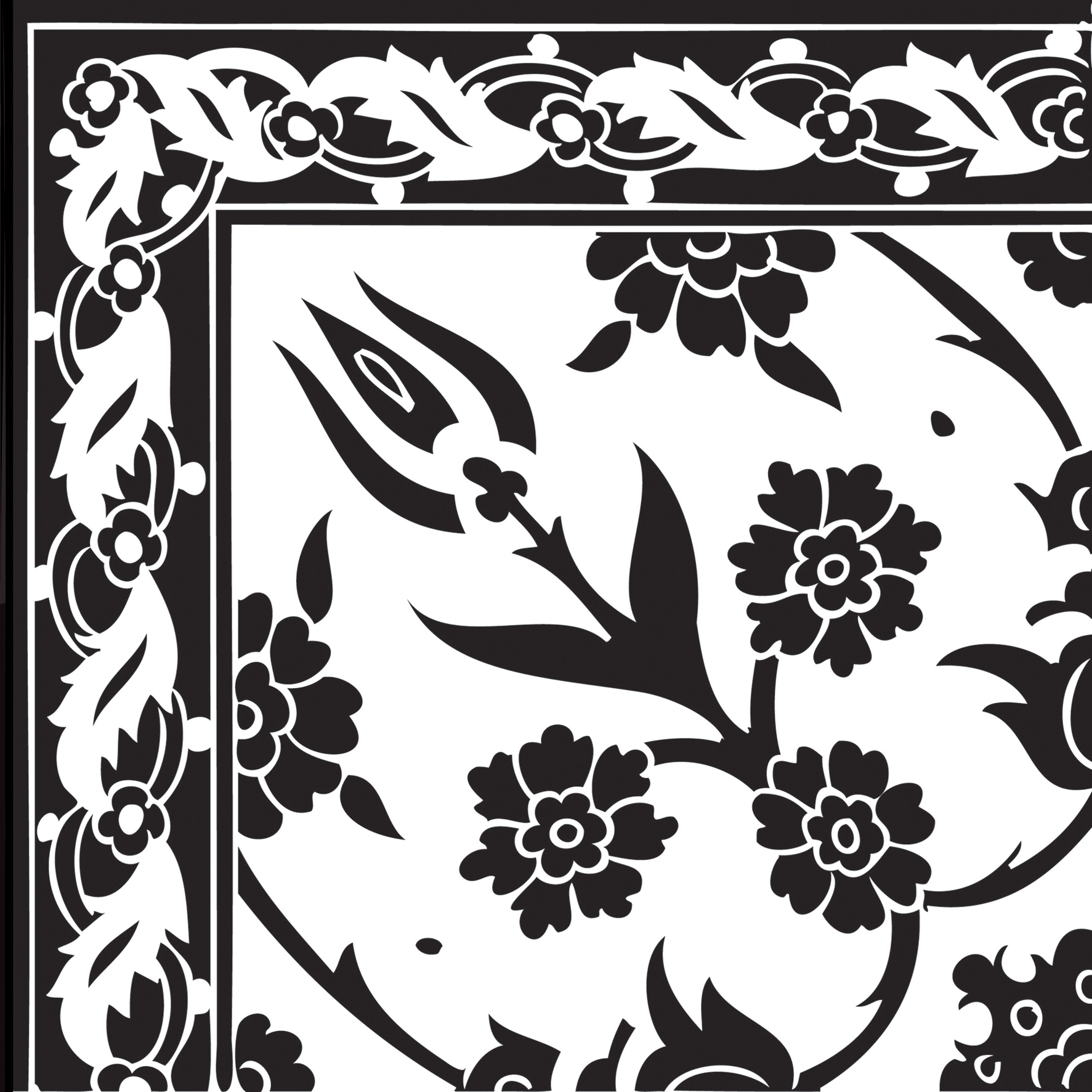Square Dance Series Black and White Corner Tile