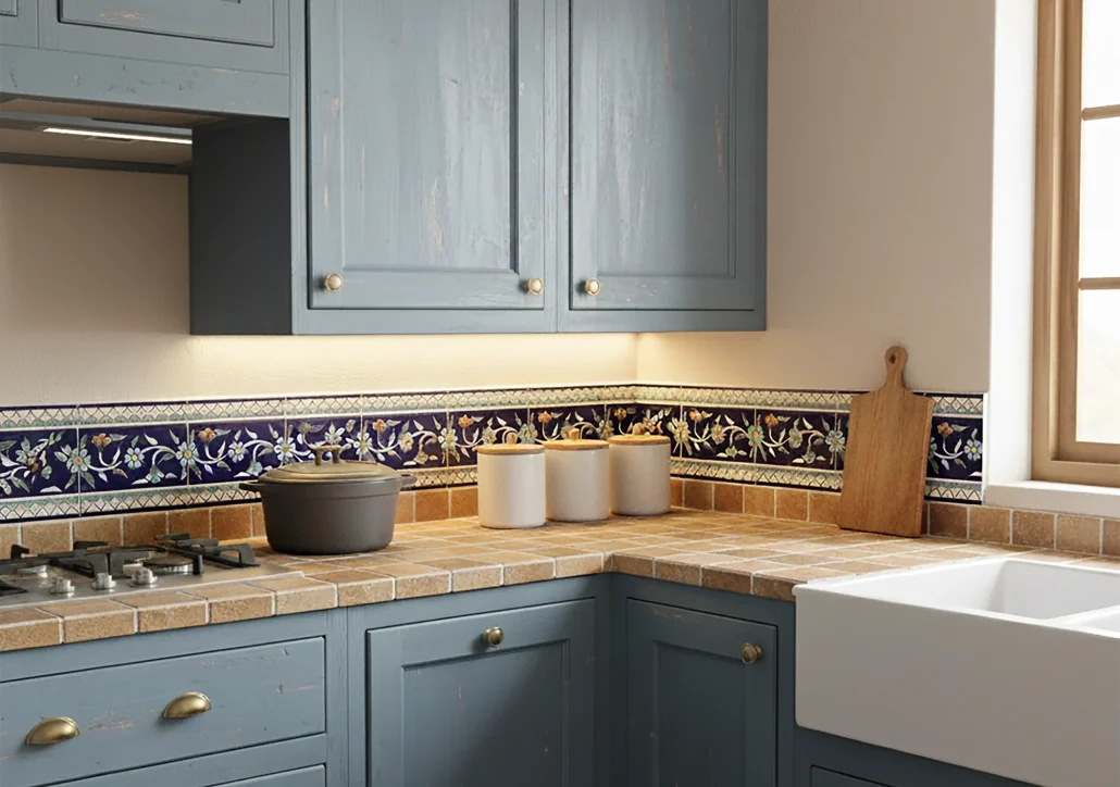 hand-painted-kitchen tile-backsplash